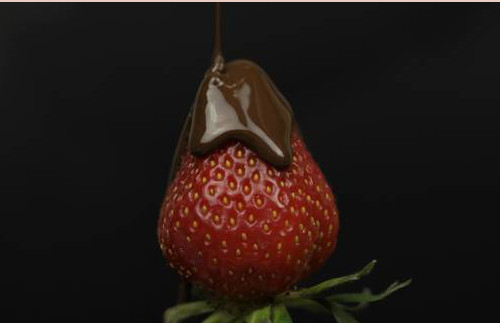 strawberry with chocolate sauce